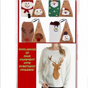 Socks & Suede Deer Front Sweatshirt Bundle 🌲⛄️❄️